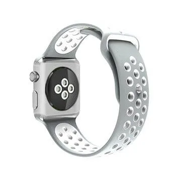 Apple Watchband Nike Grey + White for Apple Watch 38mm 40mm 41mm or 42 44 45mm Replacement Strap for Series 7 6 5 4 3 2 1 - Image 2