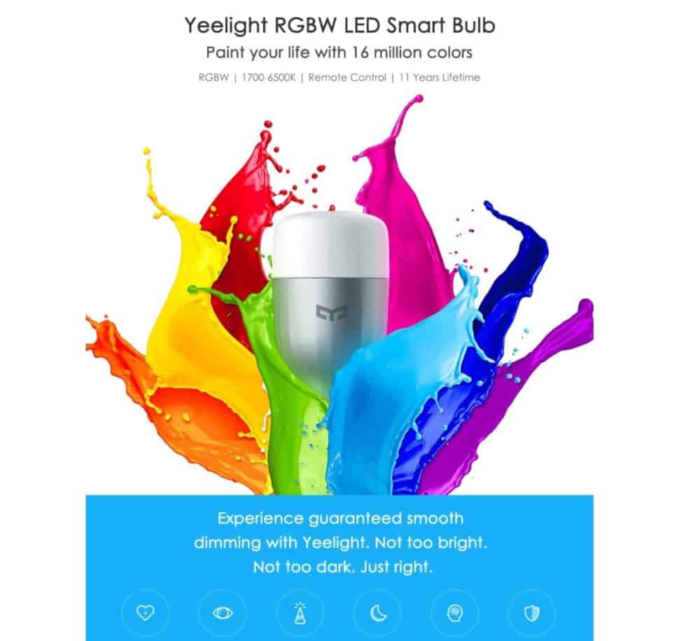 Xiaomi Mi Yeelight Multi Color E27 Port LED Smart Light Bulb Remote Control