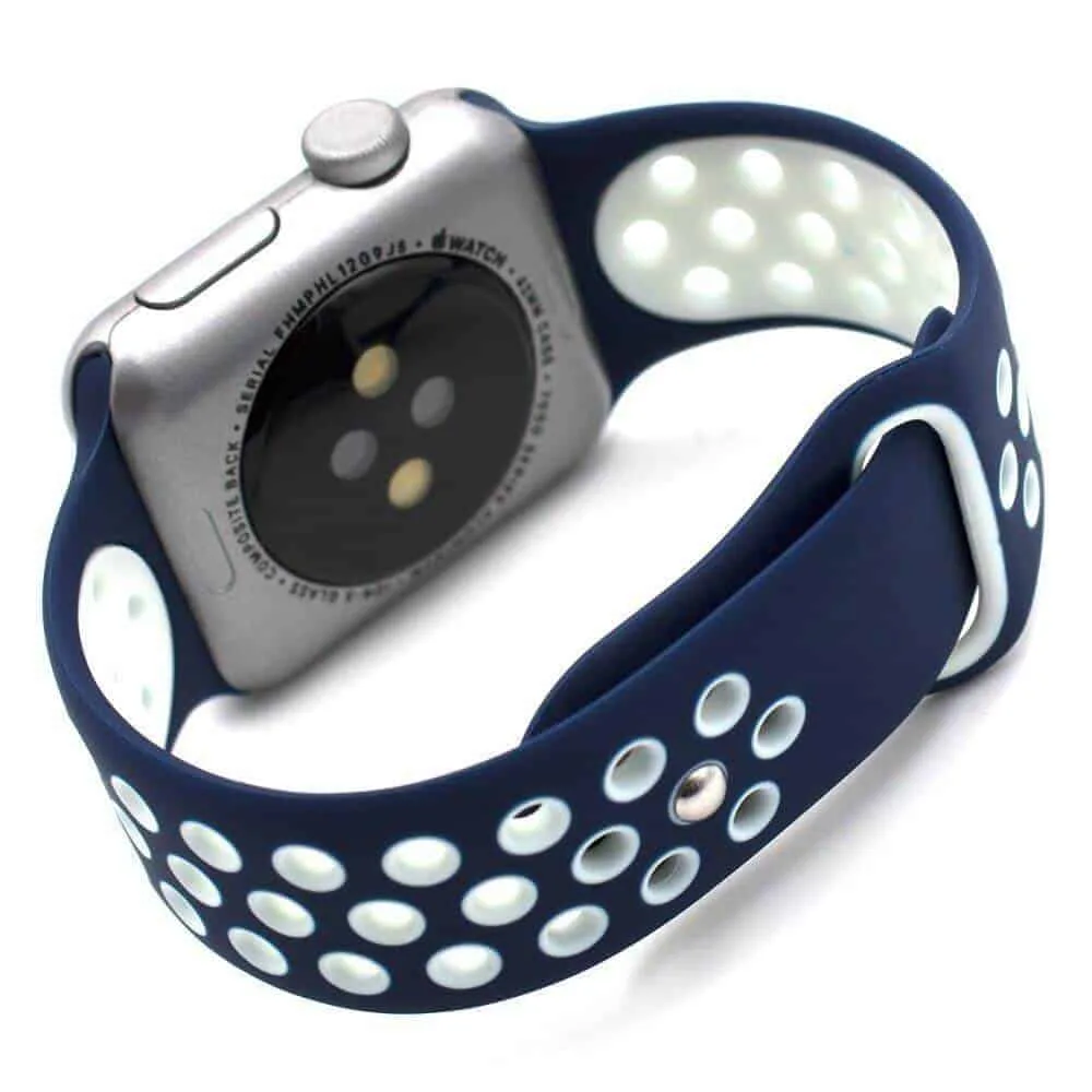 Apple Watch Band Nike Dark + White for Apple Watch 38mm 40mm 41mm or 42 44 45mm Replacement Strap for Series 7 6 5 4 3 2 1