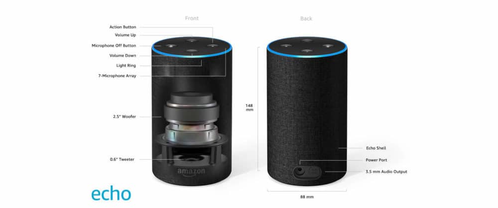 ⁦Amazon Echo (الجيل الثاني) ، قماش من الحجر الرملي⁩ - الصورة ⁦3⁩