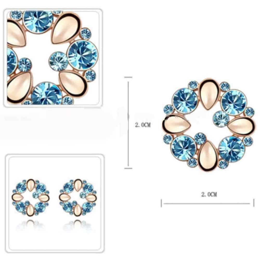 Fashionable Elegant Round Shape Diamond Alloy Earring (Blue) - Image 2