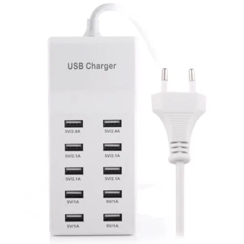 5V 2.4A/2.1A/1A 10-Port USB Charger Adapter - Image 3