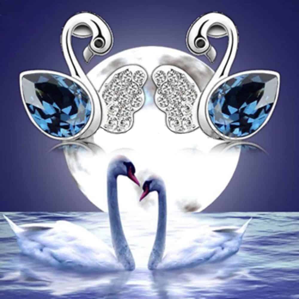 Fashionable Elegant Swan Style Diamond Alloy Earring (Blue) - Image 3