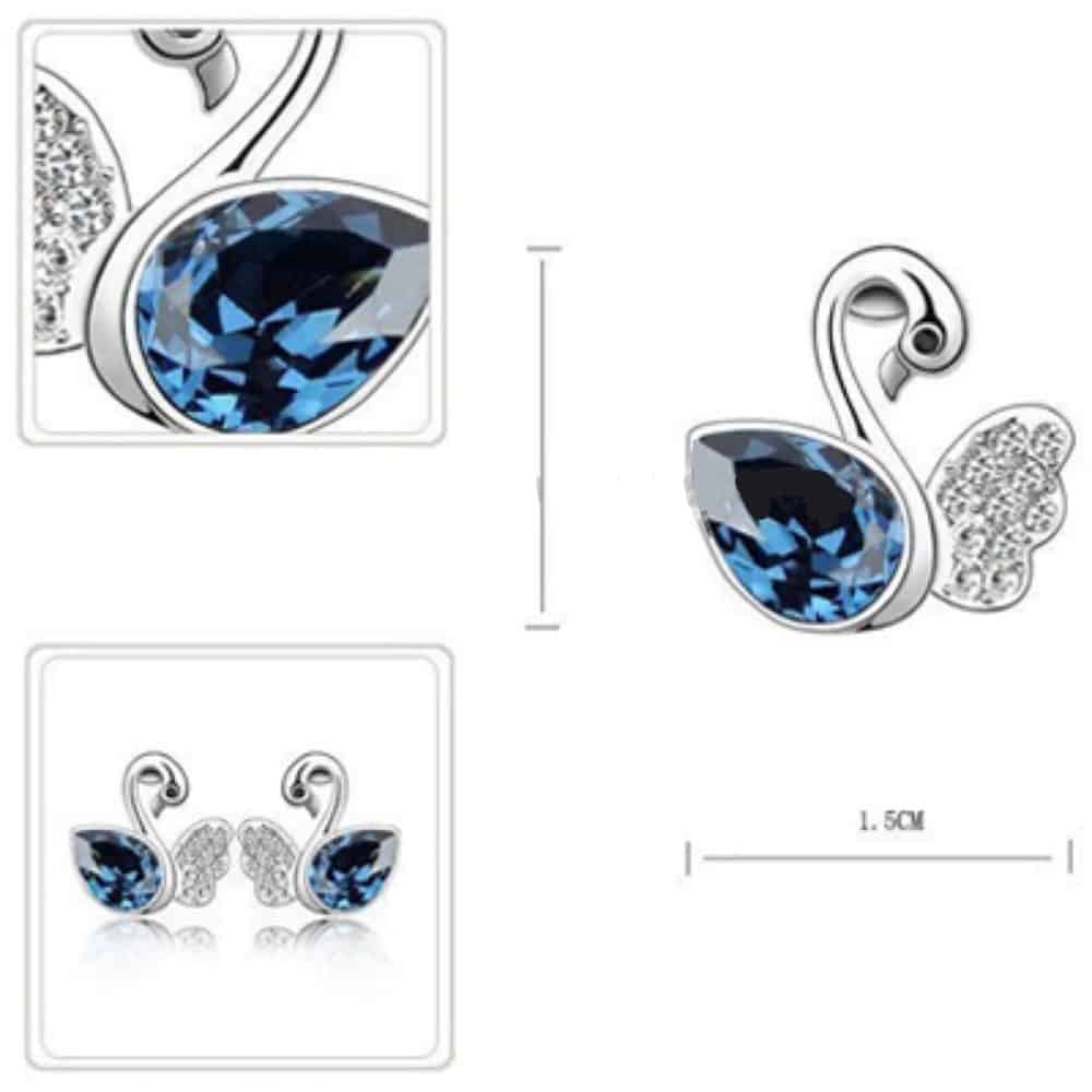 Fashionable Elegant Swan Style Diamond Alloy Earring (Blue) - Image 2