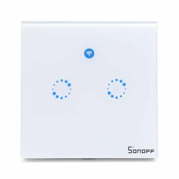 Sonoff T1 UK 2 Gang WiFi & RF 86 Type Smart Wall Touch Light Switch