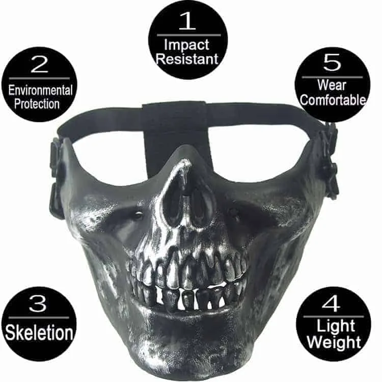 Protective Outdoor War Game Military Tactical Face Shield Mask Silver - Image 3