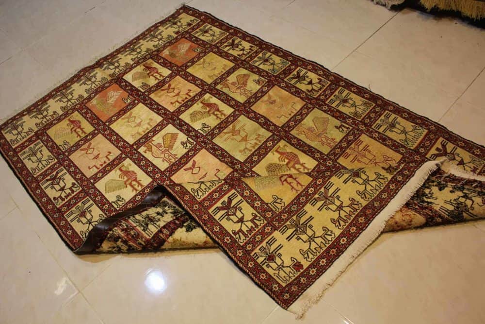 Carpet Genuine 100% Silk Cotton Mixed, Handmade,  Iran (size 130cmx200cm) - CPT74