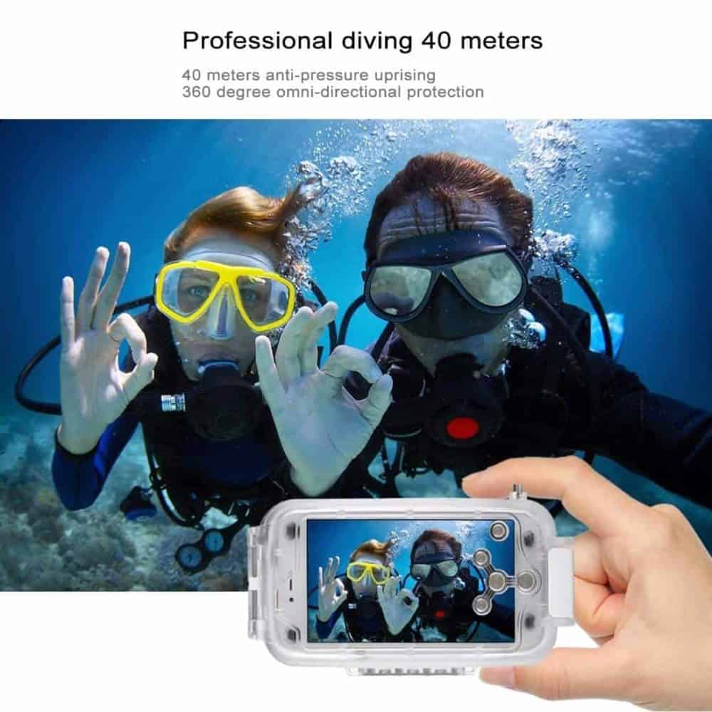 Underwater Cover Case for iPhone X 40m/130ft Waterproof Diving Housing Photo Video Taking From PULUZ (Transparent) - Image 3