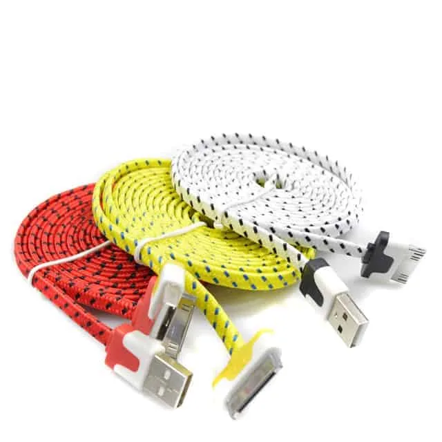 Woven Style 30 Pin to USB Data / Charging Cable 2m (Blue) - Image 2