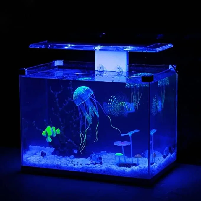 Aquarium Articles Decoration Silicone Simulation Fluorescent Sucker Jellyfish, Size: 10*23cm (Blue) - Image 2