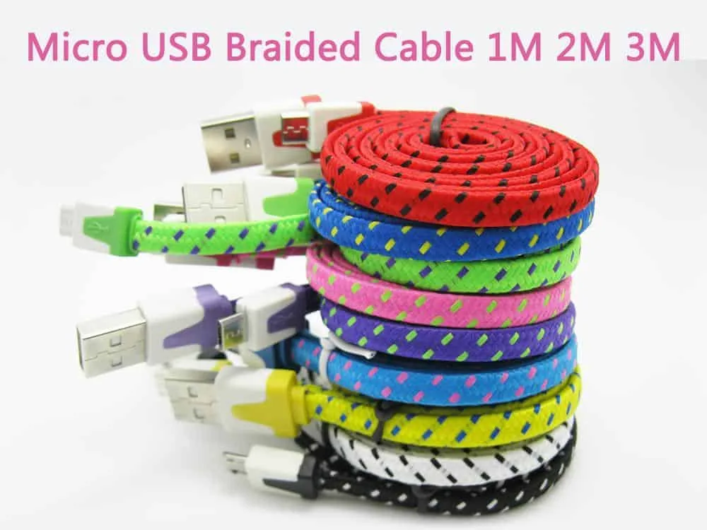 Woven Style 30 Pin to USB Data / Charging Cable 2m (Blue) - Image 3