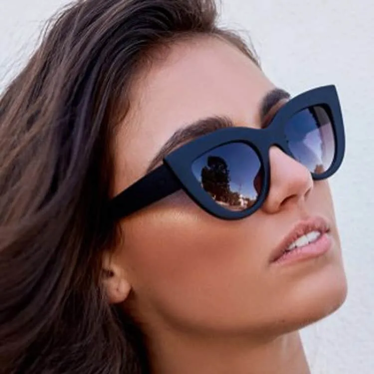 Cat Eye Mirrored Metal Frame Sunglasses for Women UV400 (White) - Image 2