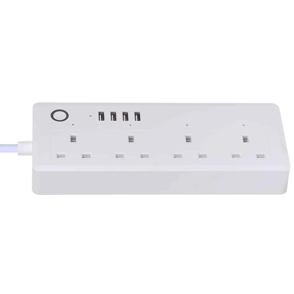 4 USB Ports and 4 x UK Plug Jack 13A Max Output WiFi Remote Control Smart Power Socket