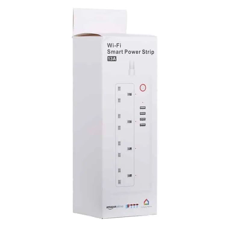 4 USB Ports and 4 x UK Plug Jack 13A Max Output WiFi Remote Control Smart Power Socket - Image 2