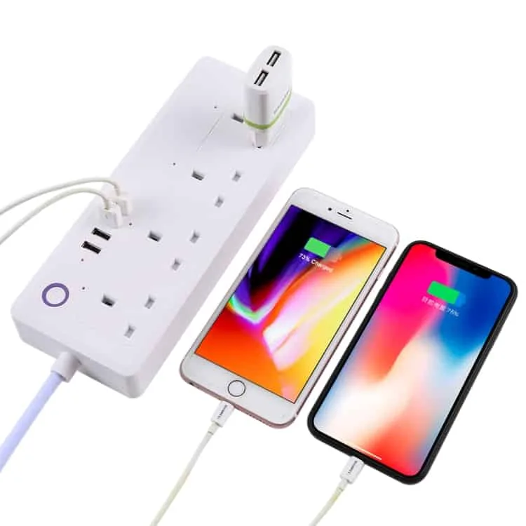 4 USB Ports and 4 x UK Plug Jack 13A Max Output WiFi Remote Control Smart Power Socket - Image 3