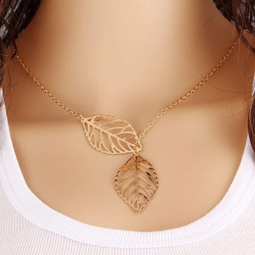 Fashion Jewelry Simple Personality Wild Temperament 2 Leaf Necklace Female Jewelry Necklace - Image 2