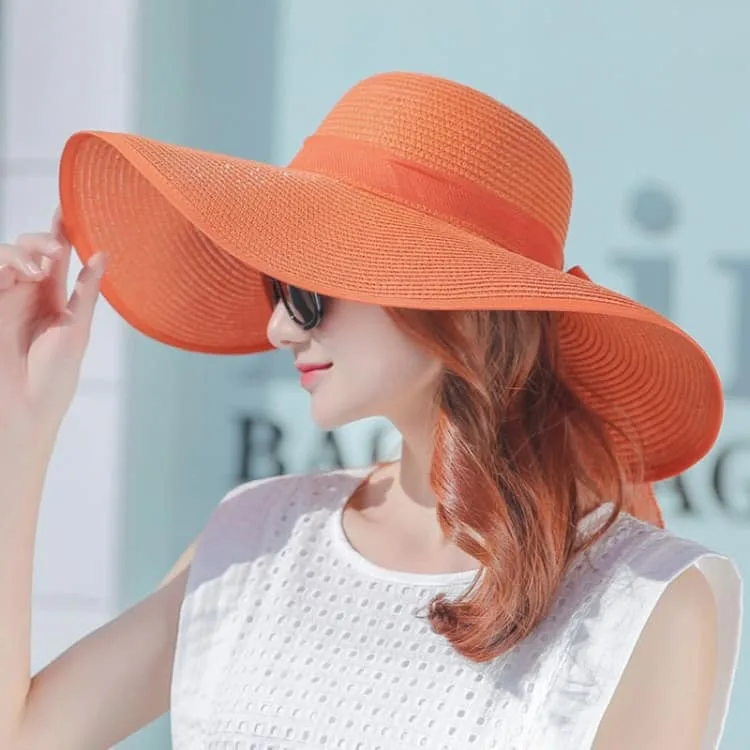 Women Summer Hats Foldable Wide Large Brim Beach Sun Straw Cap Elegant Hats Caps Color Blue(M) - Image 2