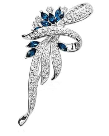 Women Retro Fashion Crystal Brooches (Silver Blue)