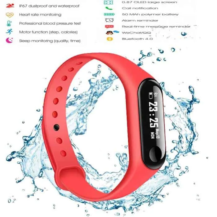 M3 0.96 inches TFT Color Screen Smart Bracelet IP67 Waterproof, Support Call Reminder-Heart Rate Monitoring-Blood Pressure Monitoring-Sleep Monitoring & Weather Forecast - Image 4