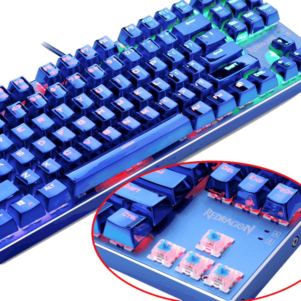 Redragon K566B-RGB Mechanical Gaming Keyboard, RGB Backlit, Blue Switches, Solid durable All Aluminum Construction, Stylish Metallic Blue Electroplated Keys and Base, 87 Standard keys - Image 5