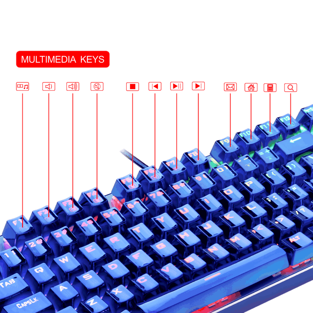 Redragon K566B-RGB Mechanical Gaming Keyboard, RGB Backlit, Blue Switches, Solid durable All Aluminum Construction, Stylish Metallic Blue Electroplated Keys and Base, 87 Standard keys - Image 4