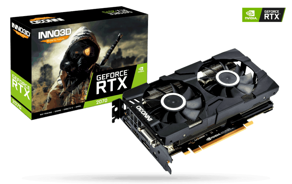 INNO3D GEFORCE RTX 2070 TWIN X2 (1620Mhz/14.0Gbps) 8GB,GDDR6/256-bit/DPx2+HDMI+USB-C-DVI/VA22/PG160