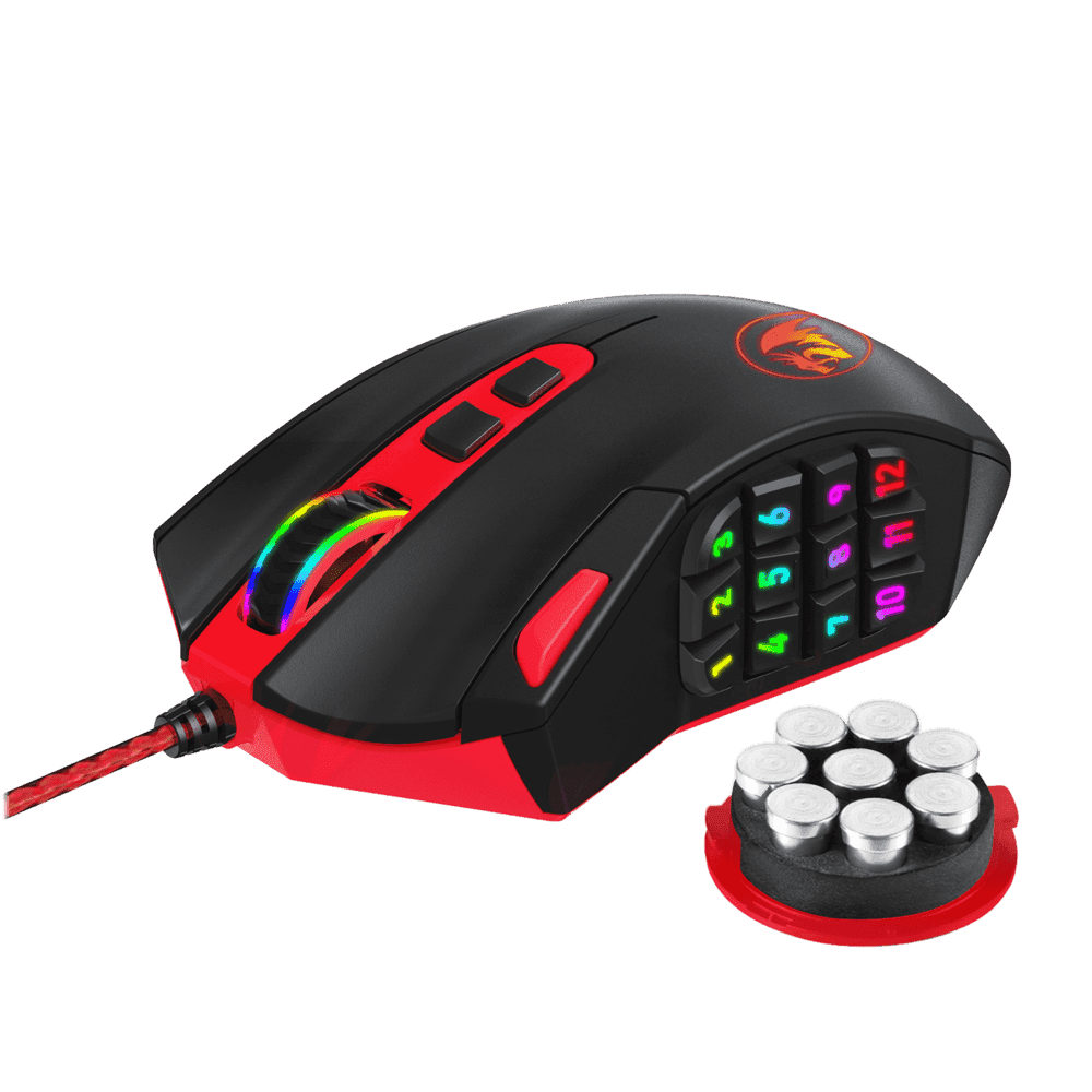 Redragon M901 Perdition 24000DPI MMO Mouse LED RGB Wired Gaming Mouse(Black)