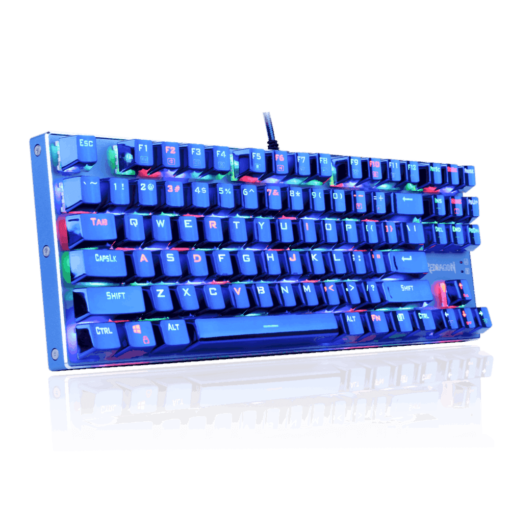 Redragon K566B-RGB Mechanical Gaming Keyboard, RGB Backlit, Blue Switches, Solid durable All Aluminum Construction, Stylish Metallic Blue Electroplated Keys and Base, 87 Standard keys