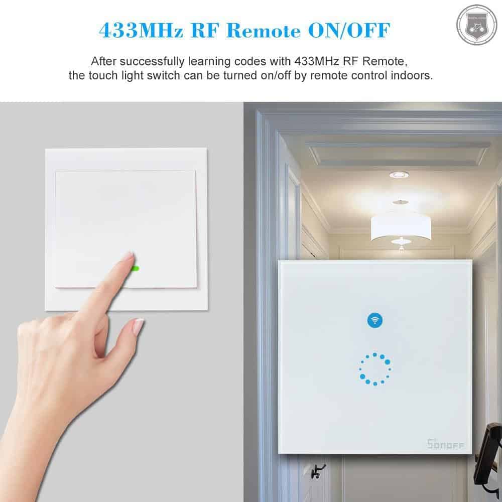 SONOFF T1 EU AC90V-250V 600W Smart WIFI Wall Touch Light Switch 1 Gang Touch/WiFi/433 RF/APP Remote Smart Home Controller Work With Alexa - 2CH - Image 2