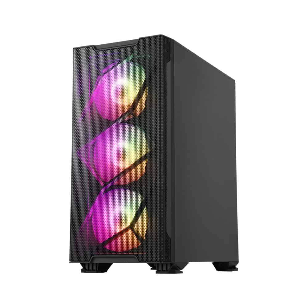 ⁦ABKONCORE C550M Mini Tower Case طلاء أسود⁩ - الصورة ⁦7⁩