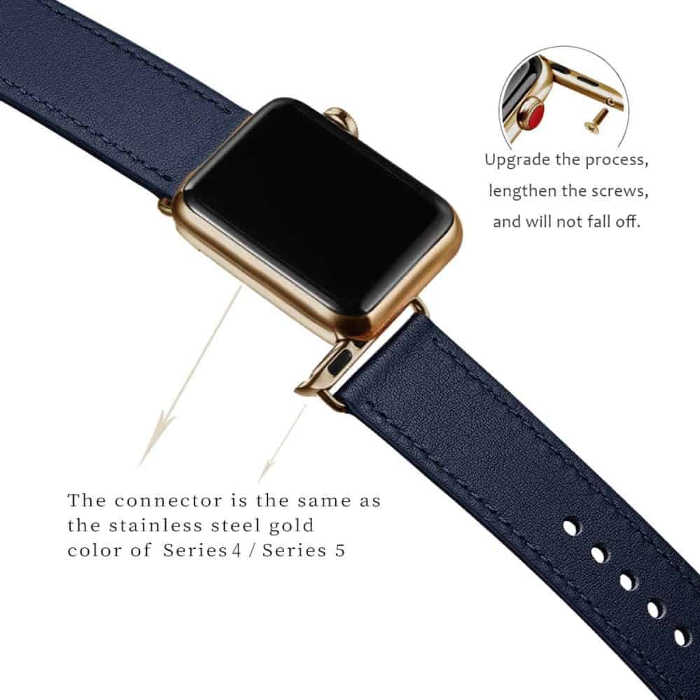 Apple Watch Band 42mm 44mm 45mm Top Grain Leather Strap Compatible for Men Women iWatch Series 7 6 5 4 3 2 1 - Image 2