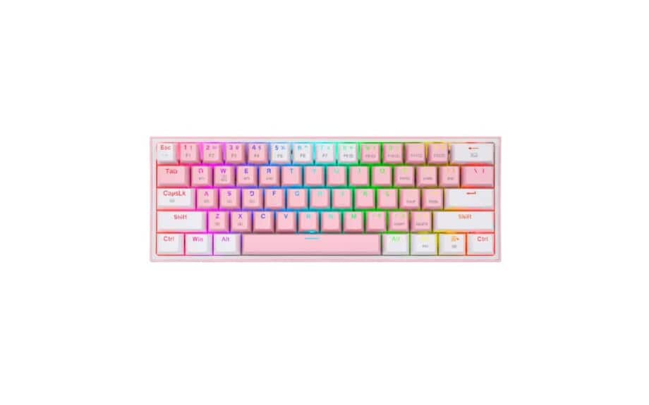 REDRAGON K617 FIZZ 60% Wired RGB Gaming Keyboard 61 Keys Compact Mechanical Keyboard w/ White & Pink Mixed-Colored Keycaps, Linear Red Switch Pro Driver Support - Image 2