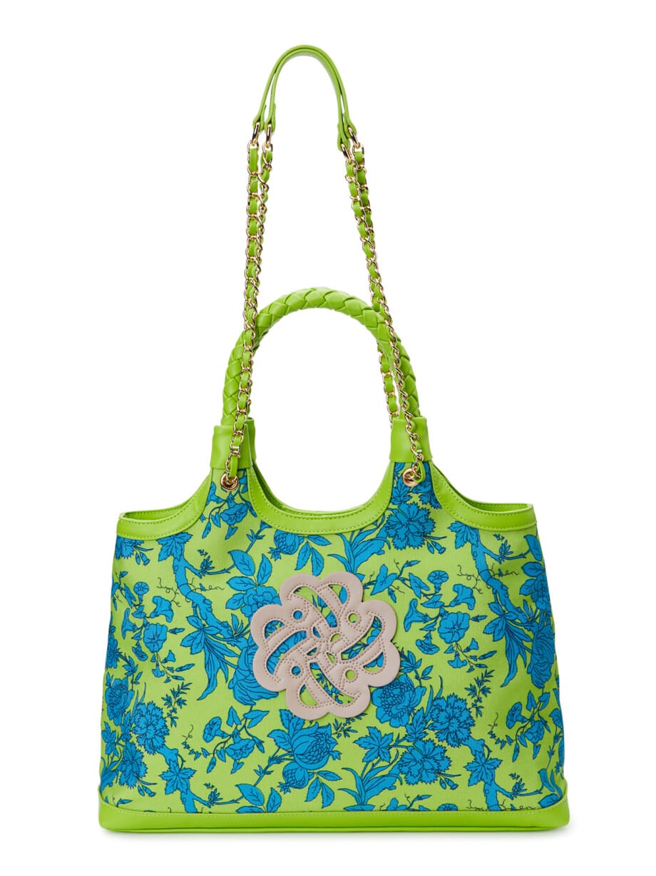 Sam & Libby Carina Women's Medium Canvas Tote Handbag, Green and Blue