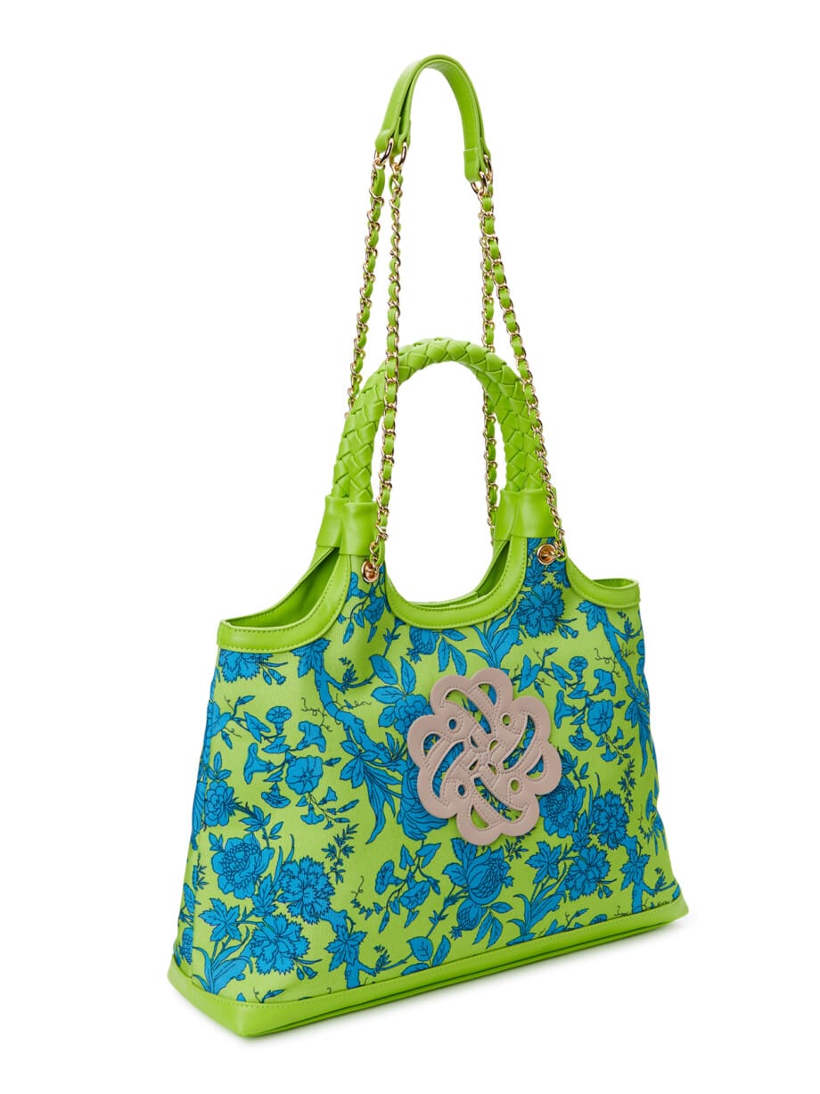 Sam & Libby Carina Women's Medium Canvas Tote Handbag, Green and Blue - Image 2