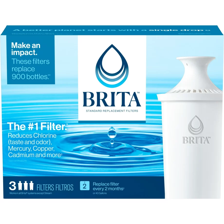 Brita Standard Water Filter Replacement Filters for Pitchers and Dispenser BPA Free 3 Count