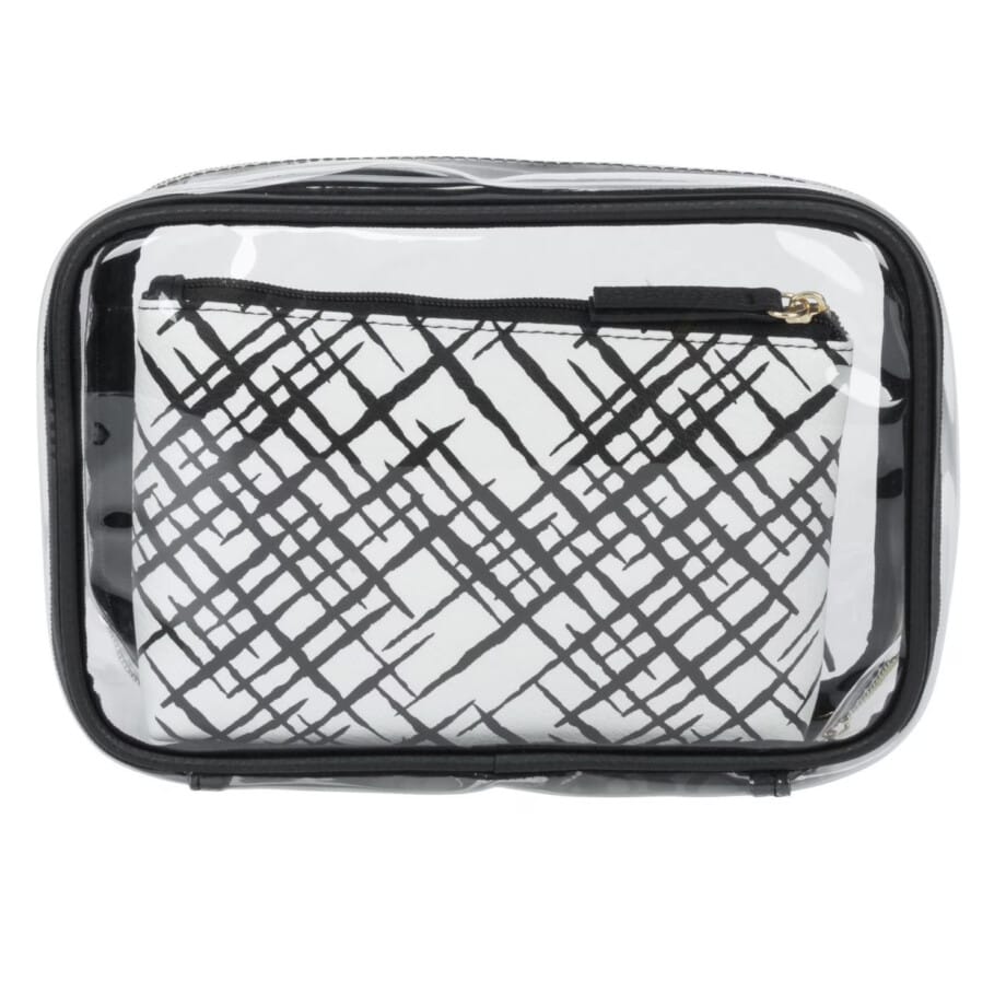 Equate Beauty Cosmetic Bag Crosshatch 3Pc Set Trendy Organizer - Image 2