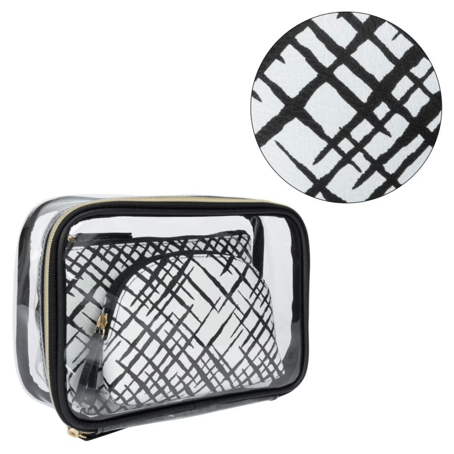 Equate Beauty Cosmetic Bag Crosshatch 3Pc Set Trendy Organizer - Image 4