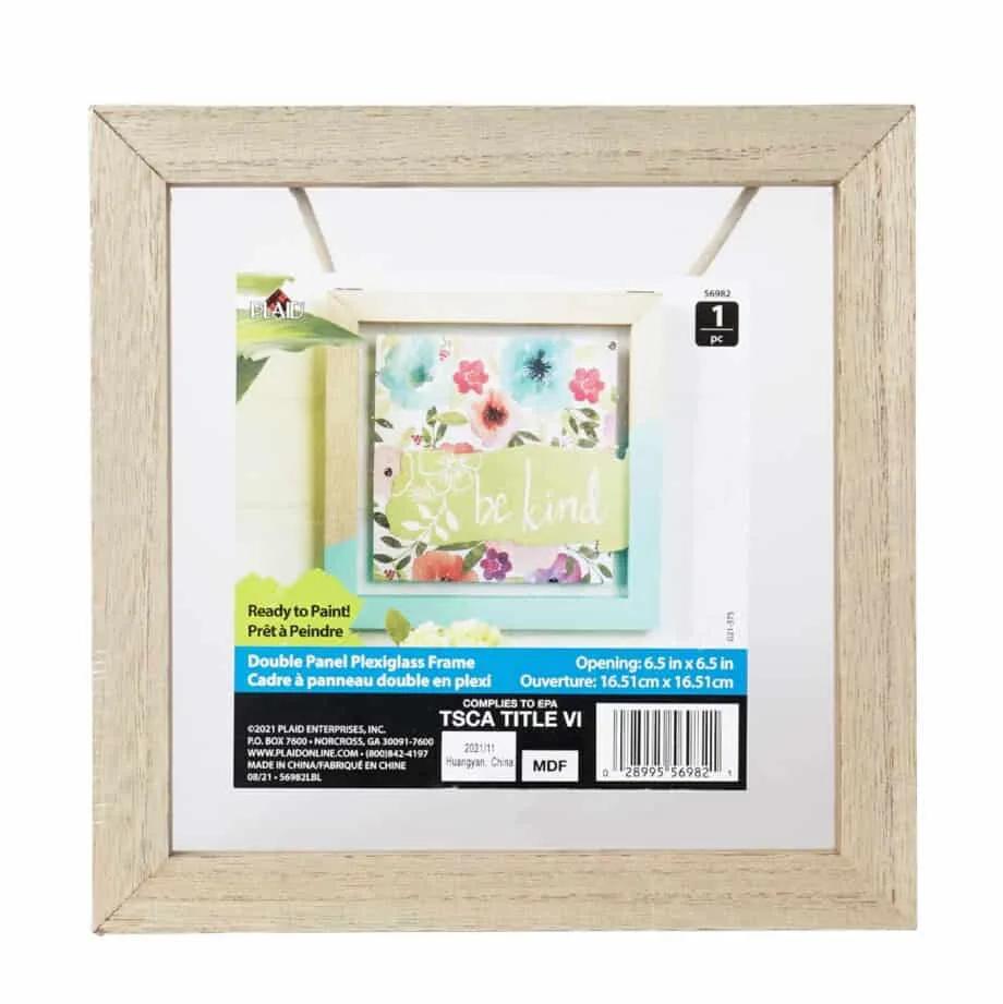 Plaid Wood Surfaces Frames Square with Plexiglass Double Pane