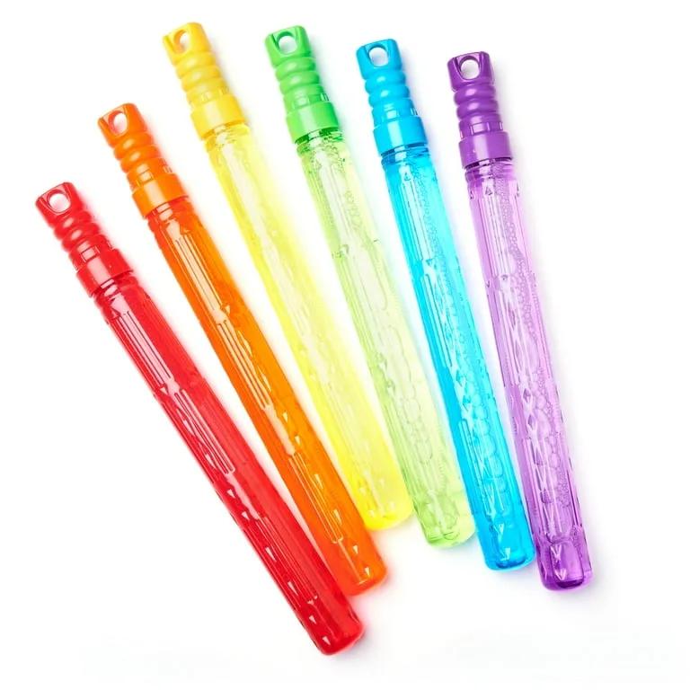 Play Day Bubble Maker Stick Toy with 30 Ounce Bubble Solution, 6 Pack, Multiple Colors, Child Ages 3+