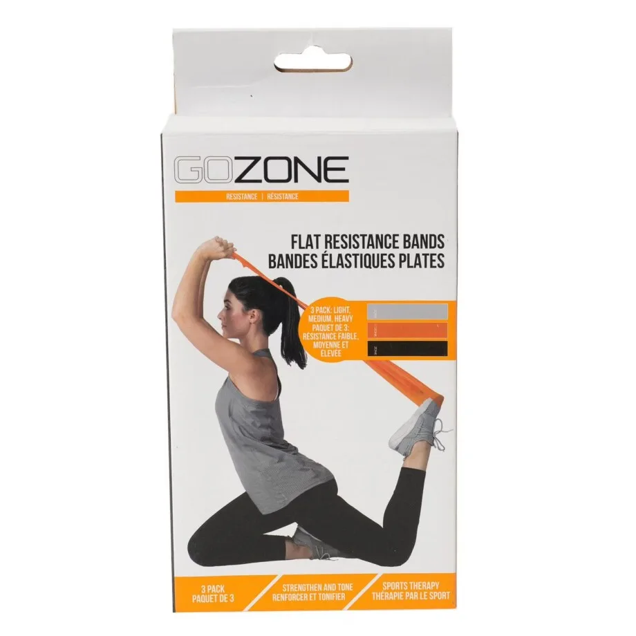 GoZone 3-Pack Flat Resistance Bands – Black/Orange/White, Made from durable material - Image 3