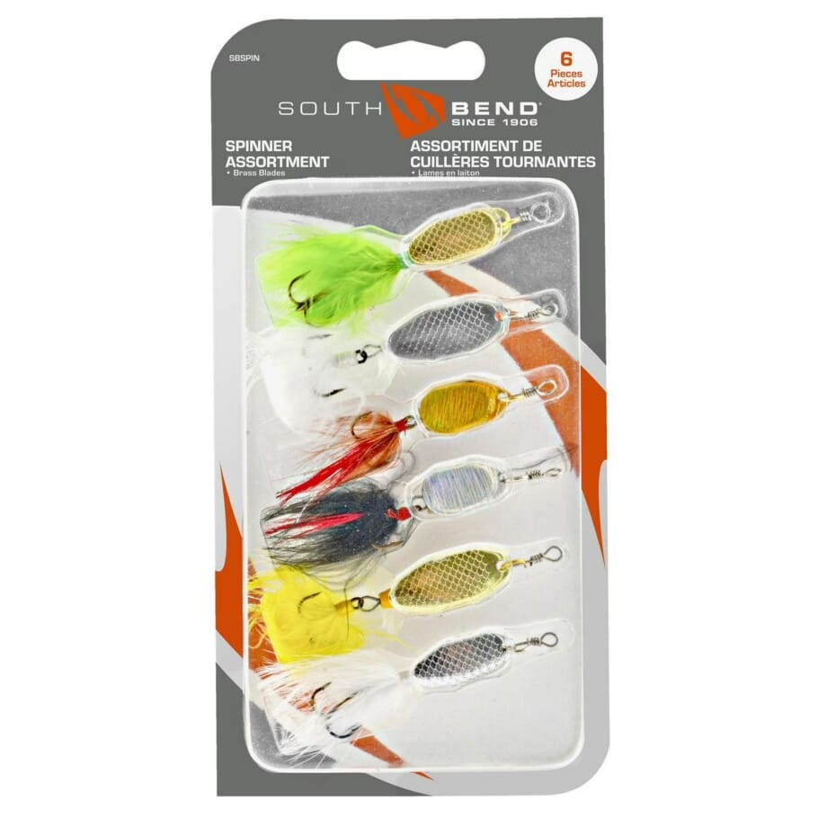 South Bend SBSPIN Lunker Lite Spinner Assortment Kit - 6 Spinners w/Dressed Hooks, Lunker Lite Spinner Assortment