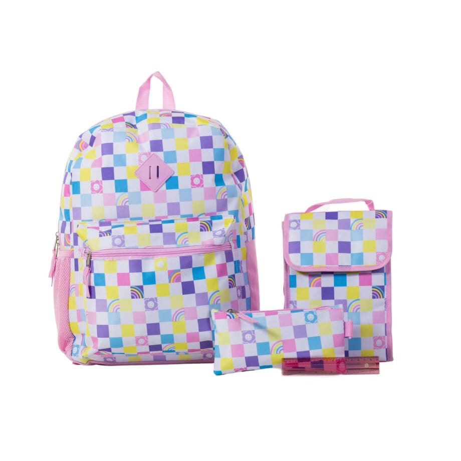 Jetstream 4pcs Full School Day Backpack set Pastel Checkers