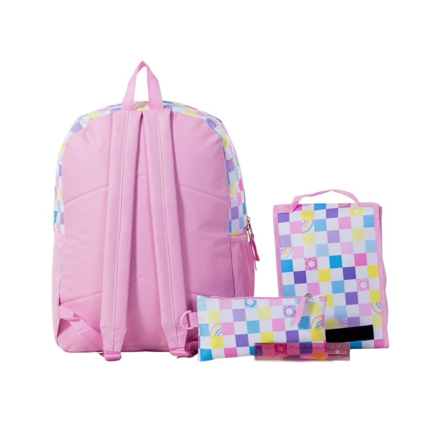 Jetstream 4pcs Full School Day Backpack set Pastel Checkers - Image 3