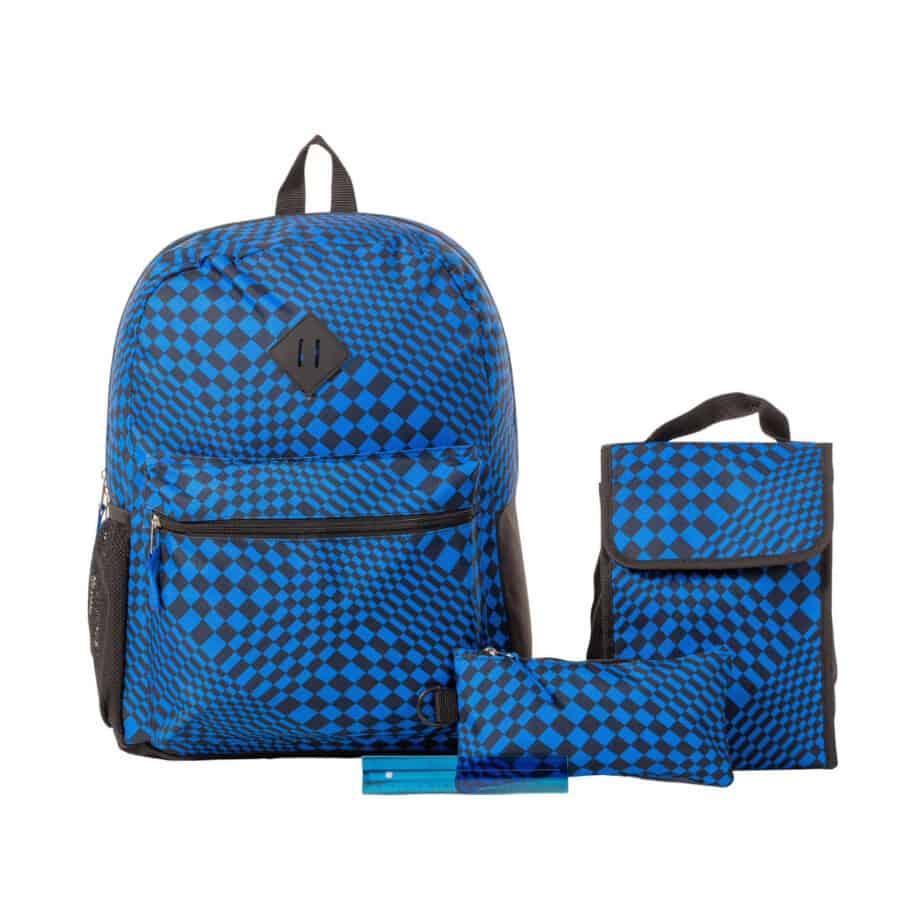 Jetstream 4pcs Full School Day Backpack set Navy Checkers