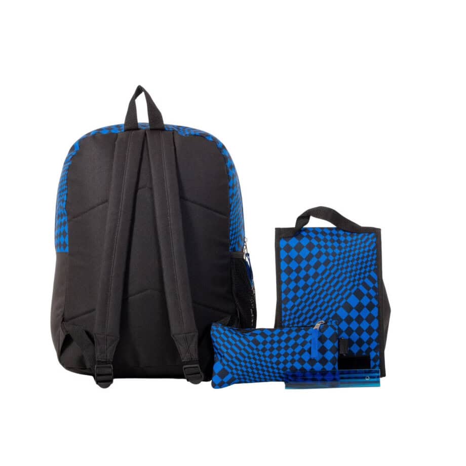 Jetstream 4pcs Full School Day Backpack set Navy Checkers - Image 3