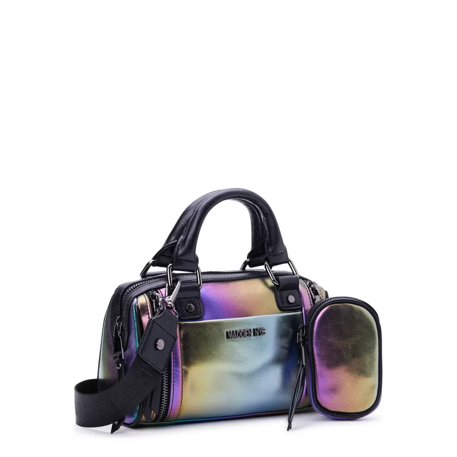 Madden NYC Women's Multi Zipper Barrel Handbag Oil Slick - Image 2