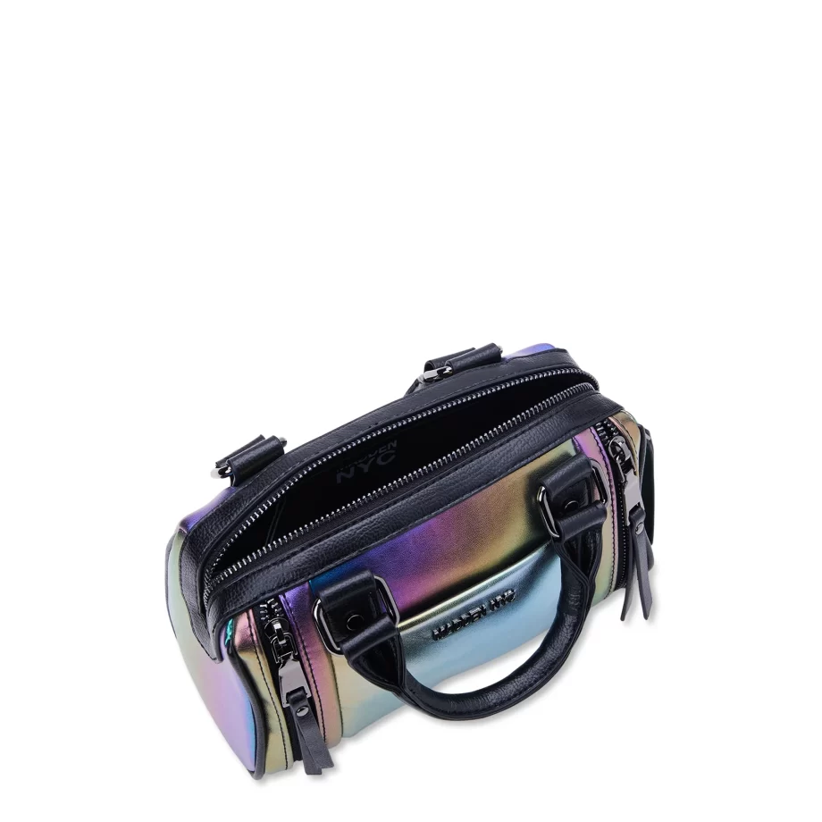 Madden NYC Women's Multi Zipper Barrel Handbag Oil Slick - Image 4