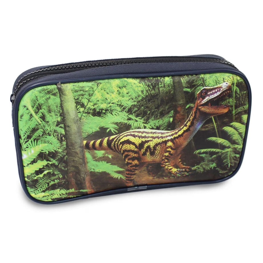 Pen + Gear Dinosaur 2 Zip Pencil Pouch with Velociraptor Design