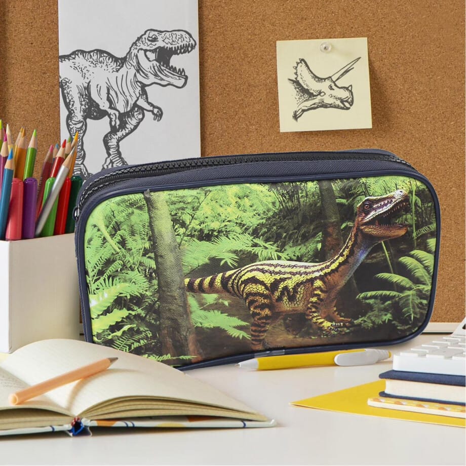 Pen + Gear Dinosaur 2 Zip Pencil Pouch with Velociraptor Design - Image 2