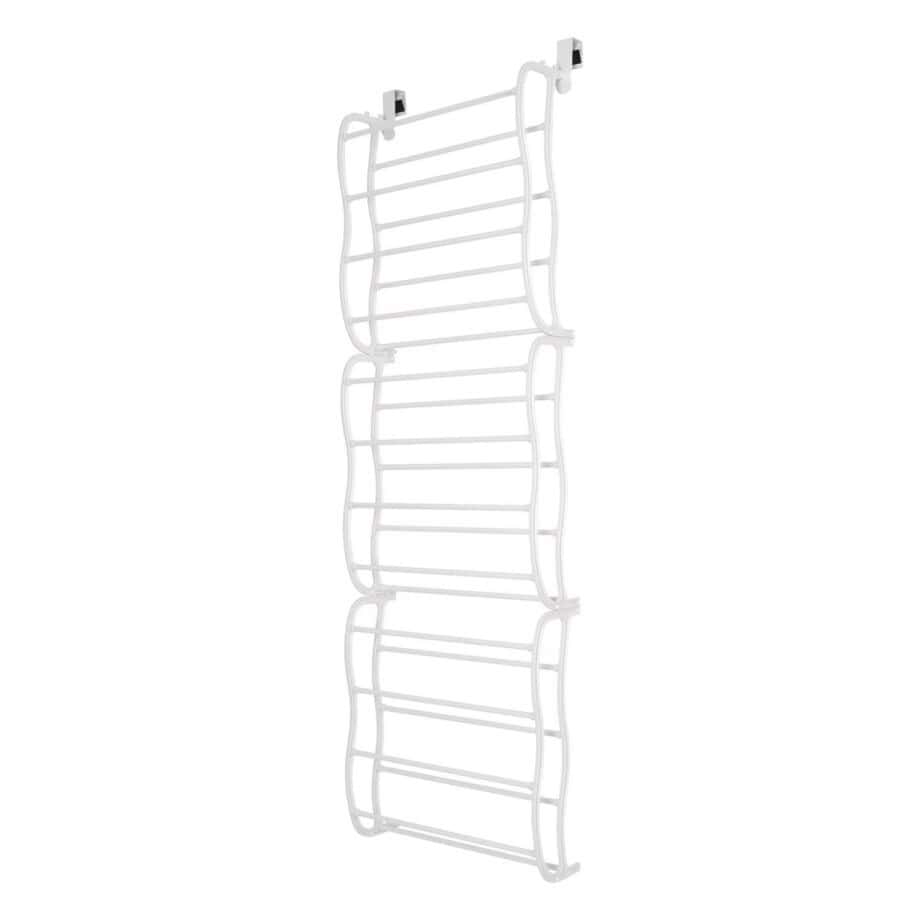 MAINSTAYS Over-the-Door Shoe Rack - Storage Organizer - 36 Pair - White, Stores and organizes 36 pairs of shoes without taking up additional floor space Number of Compartments 12